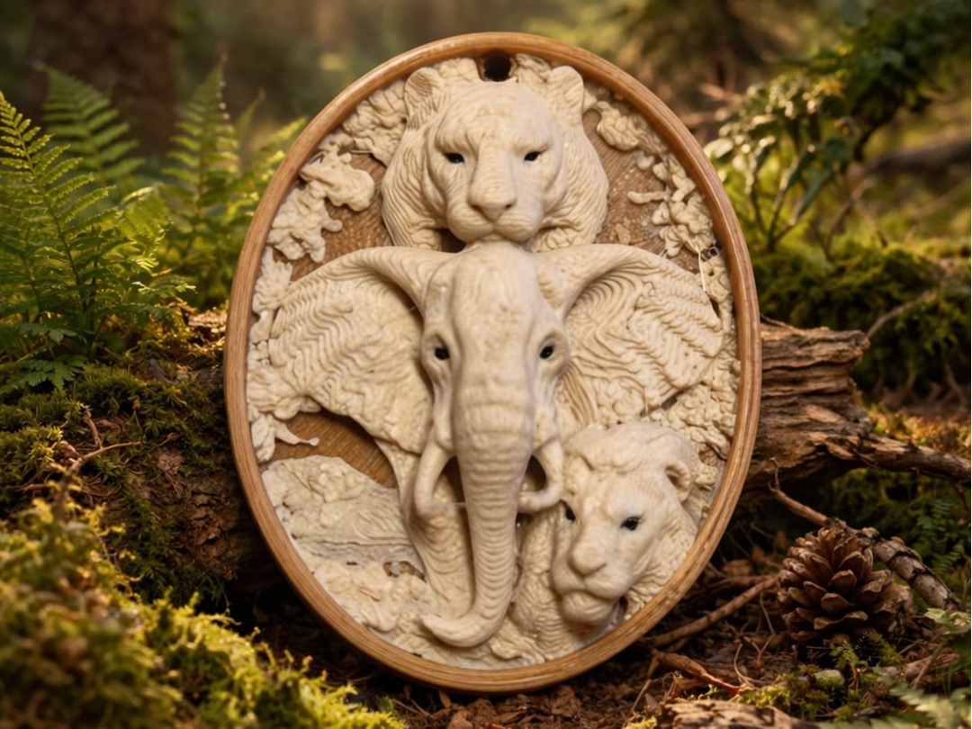 Jungle Trio 3D Relief Keychain Pendant