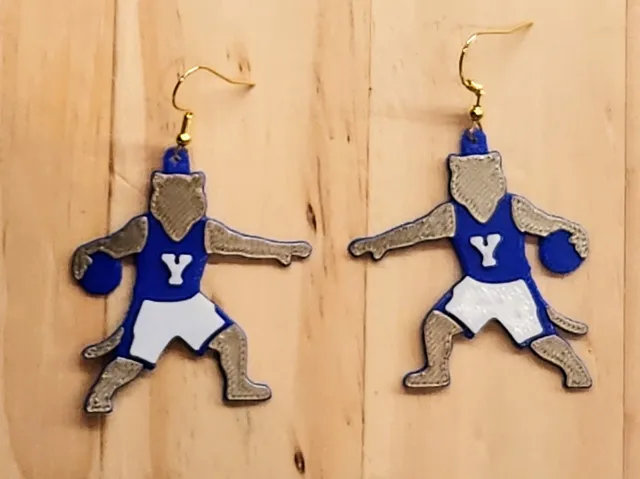 BYU Cosmo the Cougar Basketball Earrings