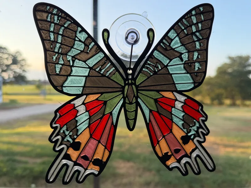 Madagascar Sunset Moth Suncatcher — Stained-Glass