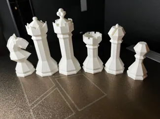 Octagonal low poly chess set