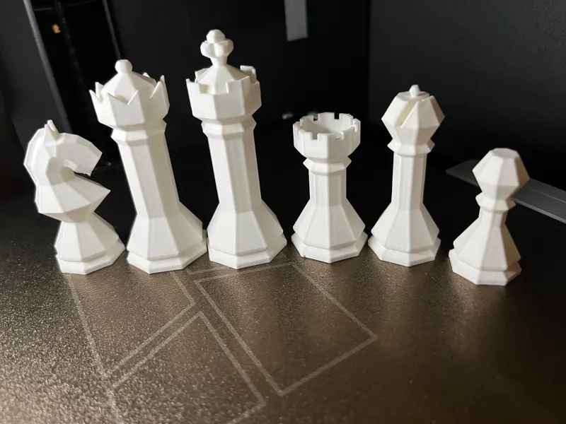 Octagonal low poly chess set