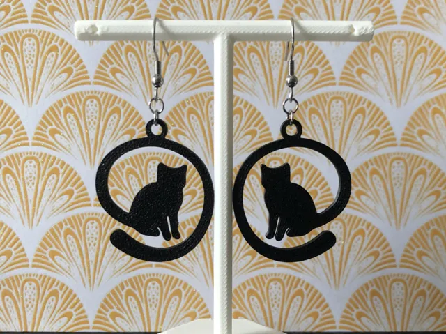 Black cat earrings, 0.4 mm nozzle