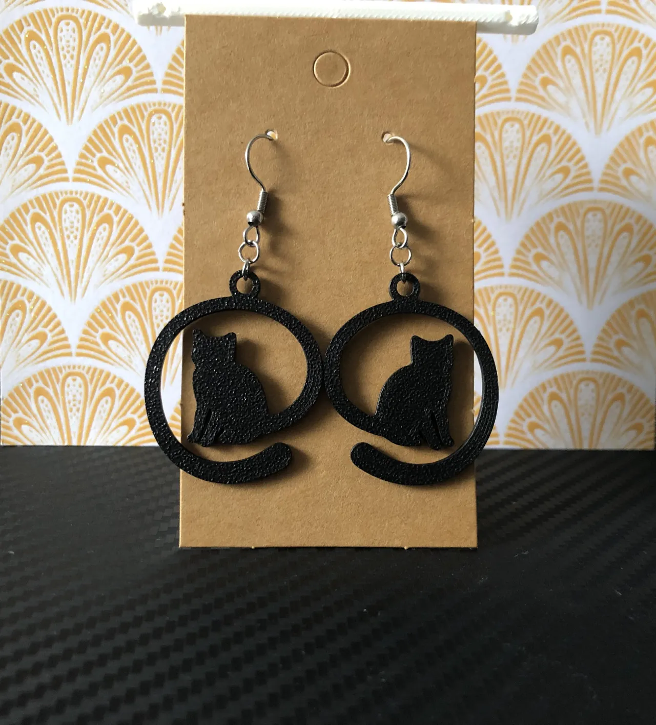 Black cat earrings, 0.4 mm nozzle view 2
