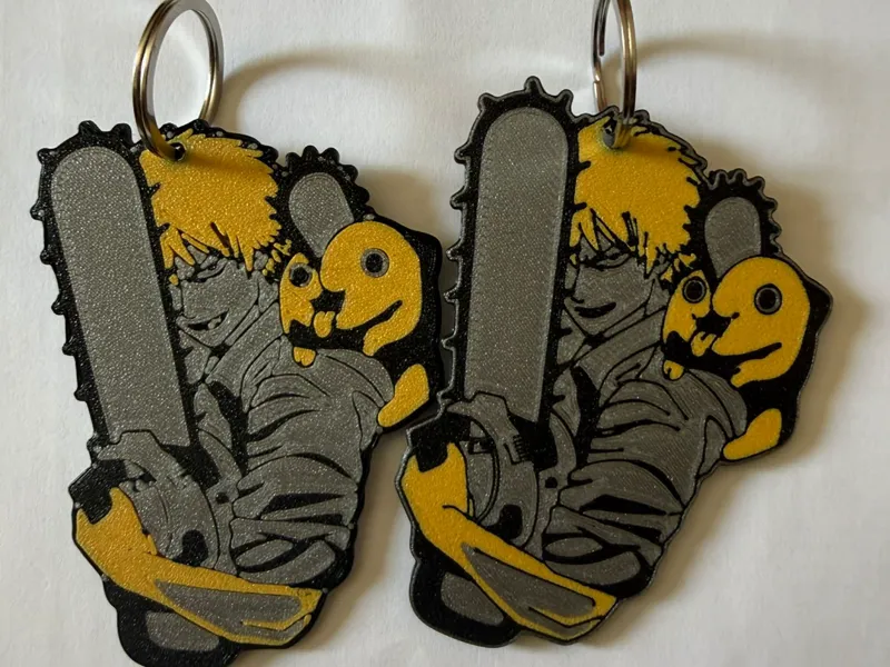 Portachiavi anime Chainsaw Man 3D Denji & Pochita 