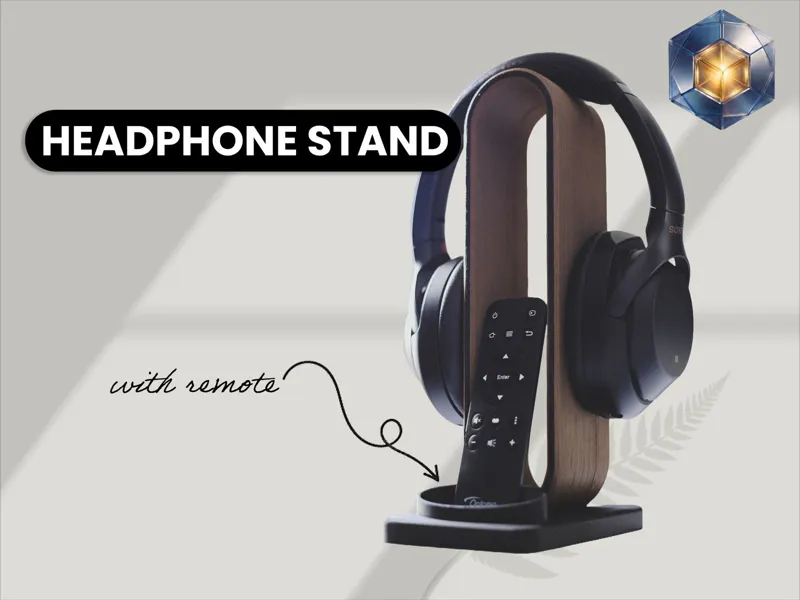 Headphone Stand  wooden (textured) +  remote stand