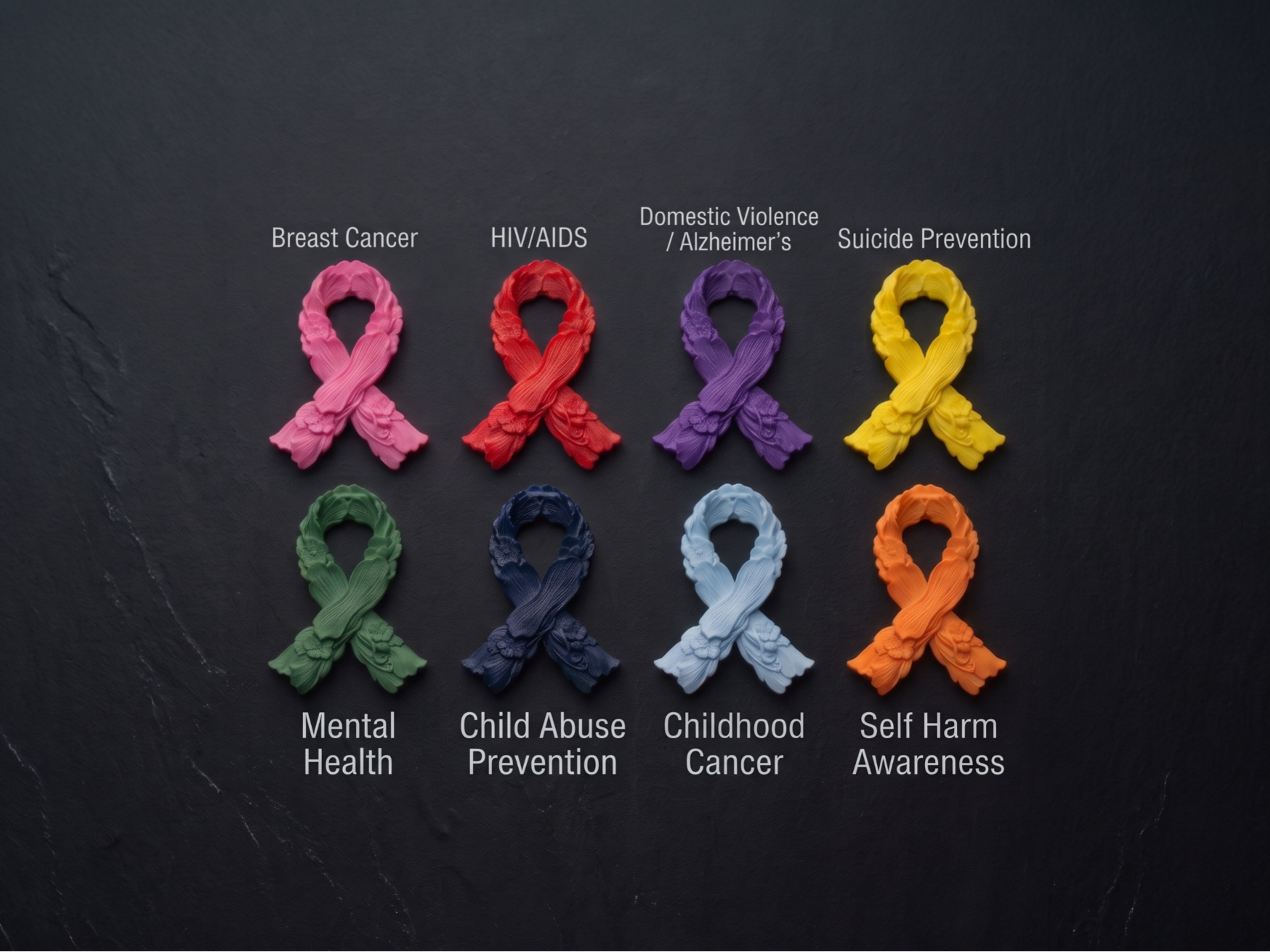 Awareness Flowered Ribbon Brooch - 1