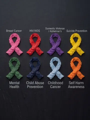 Letrero o emblema decorativo: Awareness Flowered Ribbon Brooch — vista de referencia 2
