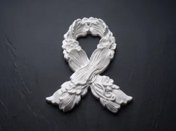 Letrero o emblema decorativo: Awareness Flowered Ribbon Brooch — vista de referencia 3