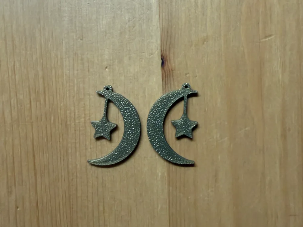 Moon And Star Earrings - Free 3D Print Model - MakerWorld