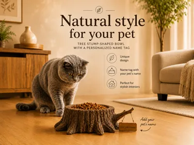 Wooden Bowl - for Your Pet (for Cats and Dogs)