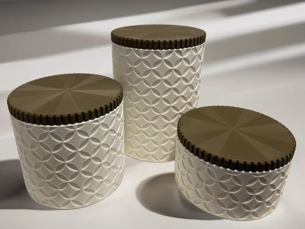 Patterned jar set with lid - Free 3D Print Model - MakerWorld