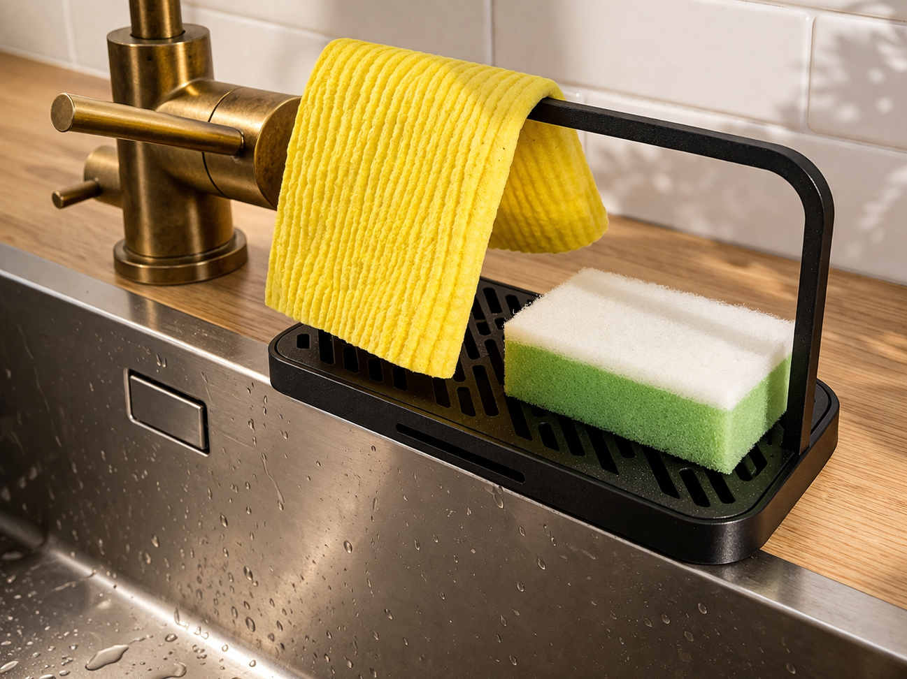 Kitchen Sponge & Dish Cloth Holder Drain add-on