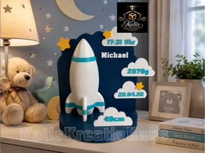 Rocket Display - Birth Gift - Personalizable