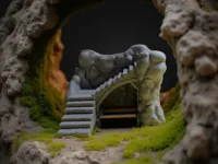 Escalier en bois dans la roche miniature — photo 2