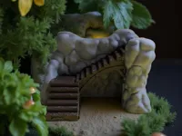 Escalier en bois dans la roche miniature — photo 1