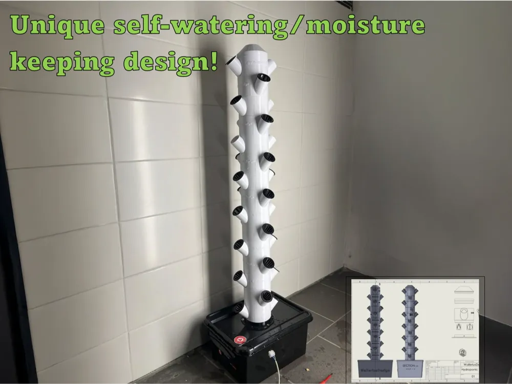 Hydroponic tower, unique humidification design
