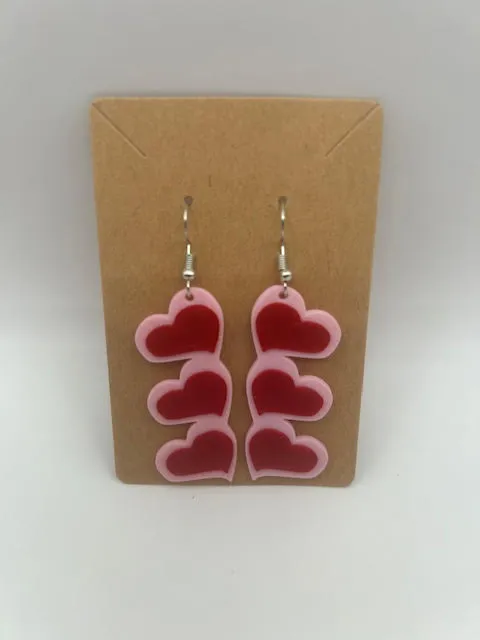 Triple Raised Heart Earrings view 4