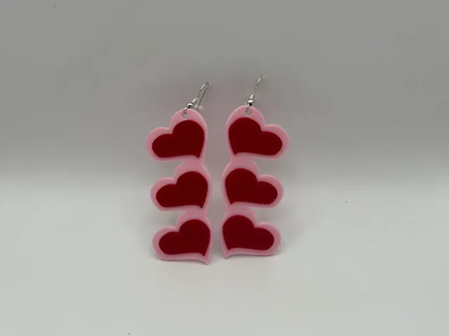 Triple Raised Heart Earrings