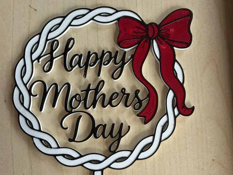 Happy Mother’s Day Cake Topper mit Schleife