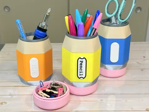 Caja o estuche: Pencil Pencil Holder with Container! Custom Name! — referencia de MakerWorld