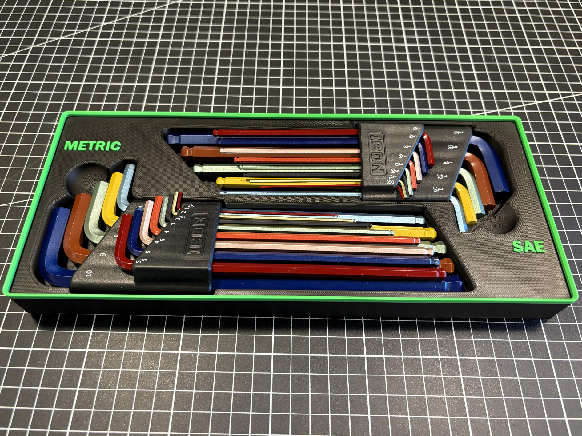 ICON Hex Key Gridfinity Holder with Half-Grid Base