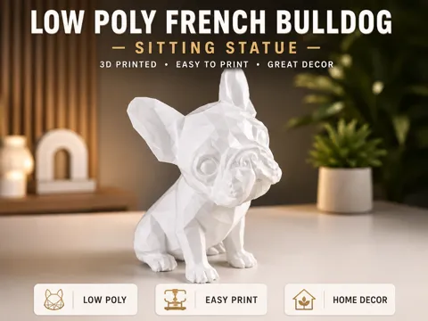 Figura decorativa: Low Poly French Bulldog – Sitting Statue — referencia de MakerWorld