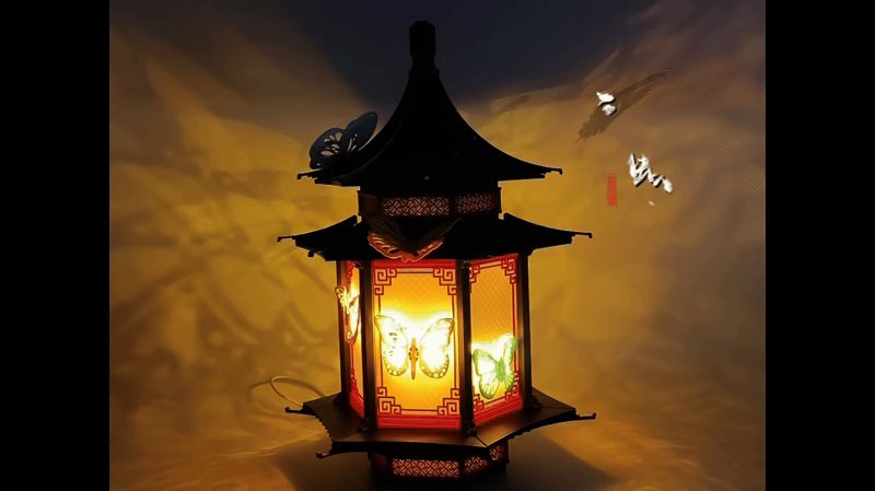 灵动蝴蝶六角灯