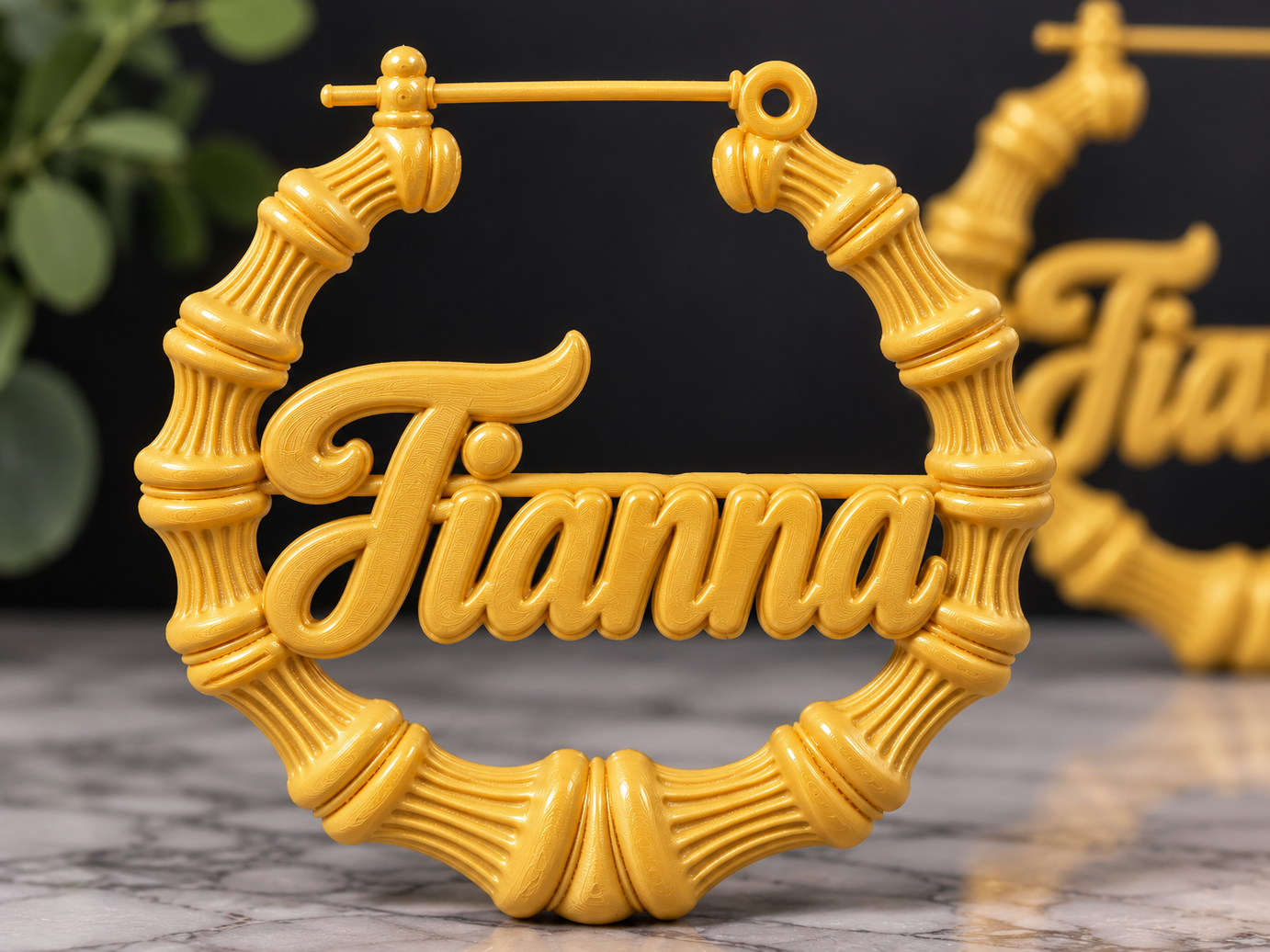 Tianna Personalized Bamboo Hoop Earring - 1
