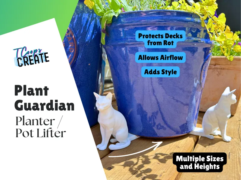 Plant Guardian - Planter and Pot Riser - Cat Bust