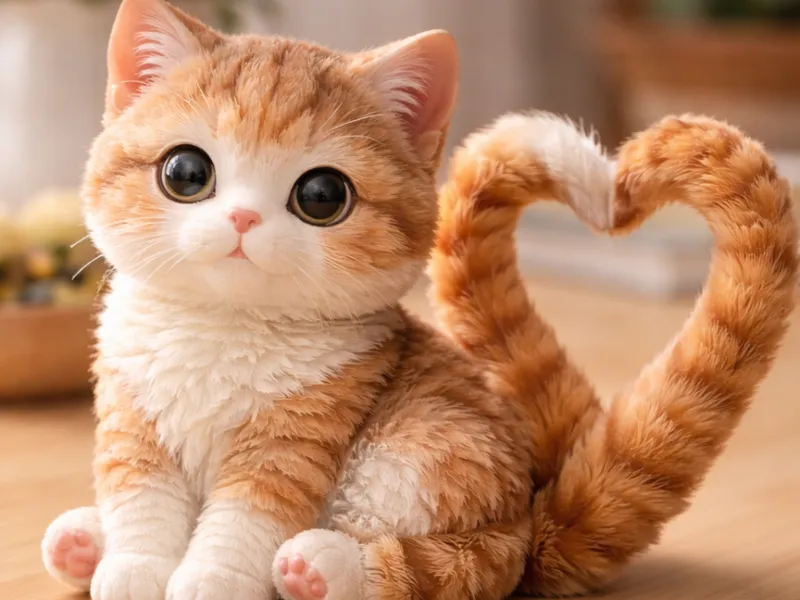 gato con cola de corazon san valentin 