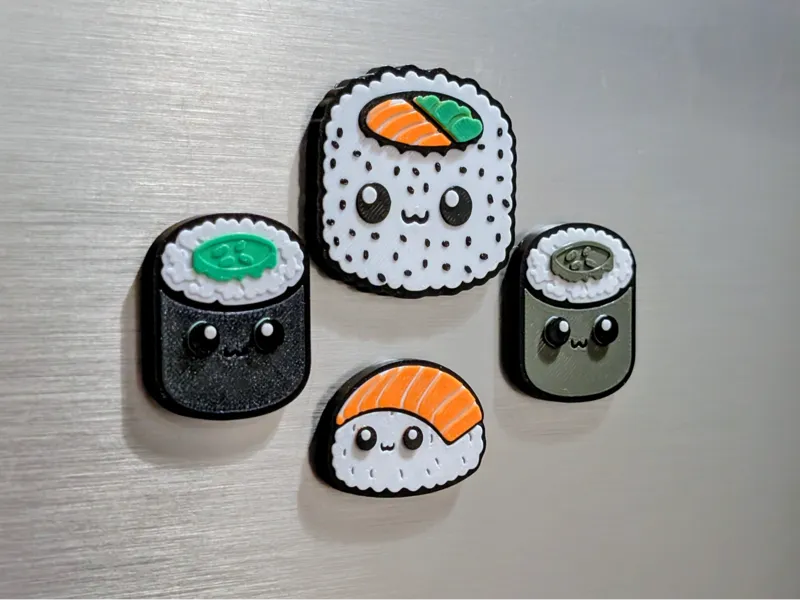 Cute Sushi Roll Magnet Set - Fast Print - Layered
