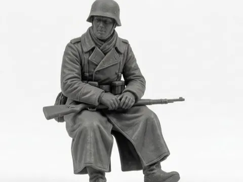 Modelo para impresión 3D: WWII Deutscher Soldat Sitzend 1:35 — referencia de MakerWorld