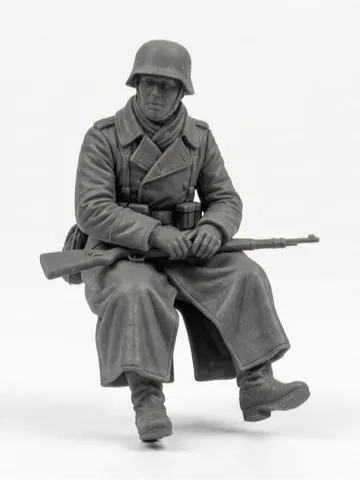 Modelo para impresión 3D: WWII Deutscher Soldat Sitzend 1:35 — vista de referencia 2