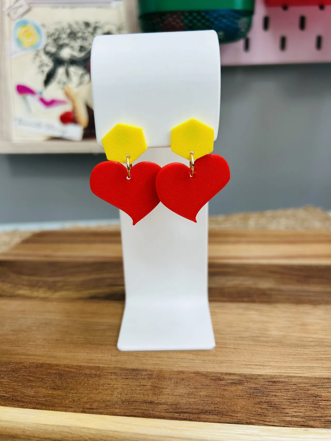 heart retro funky earrings view 4