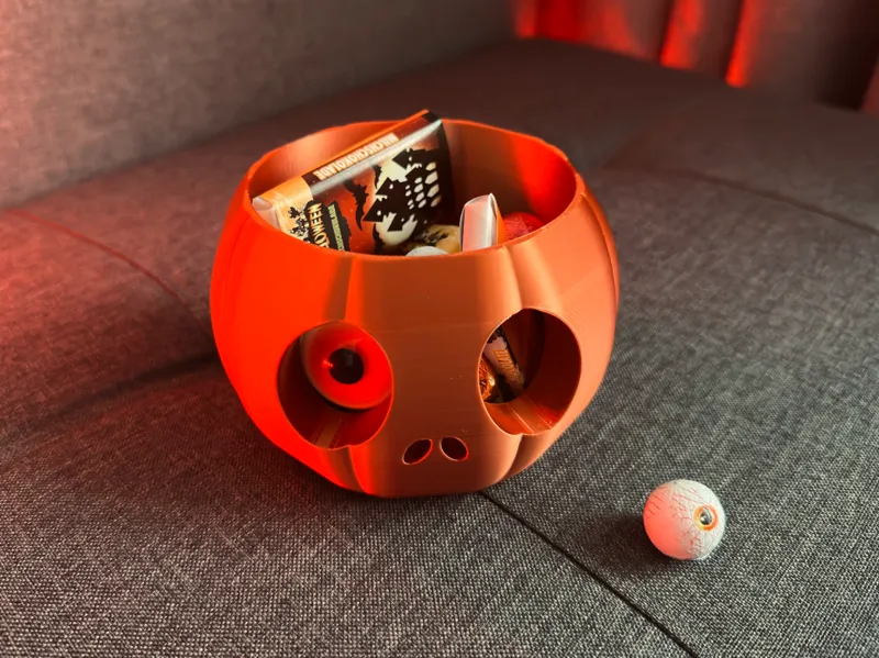 Halloween Skull Pumpkin Bowl - Spooky Candy Holder