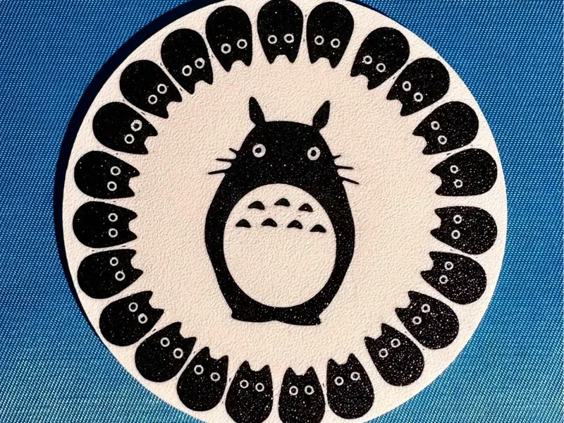 Totoro with forest spirits border Coaster