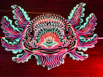 The Neon Axolotl  - Colorstacked wall hanger