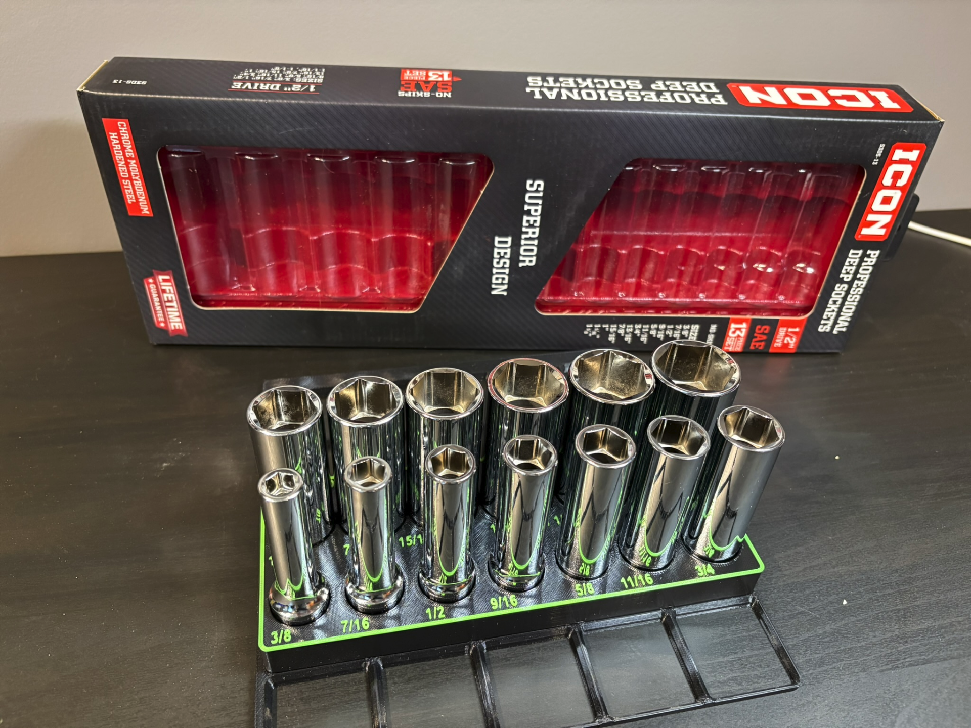 Icon 1/2" SAE Deep Socket Holder - Gridfinity