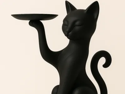Cat with a tray