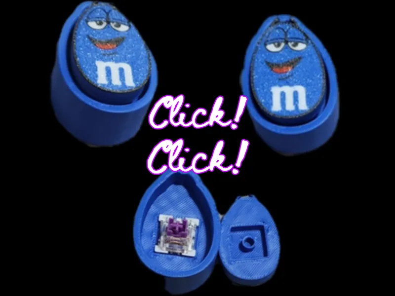 Blue M&M Chill Clicker Fidget Toy with Satisfying