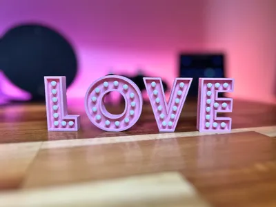 Love Sign - Marquee Lights Style - Free 3D Print Model - MakerWorld