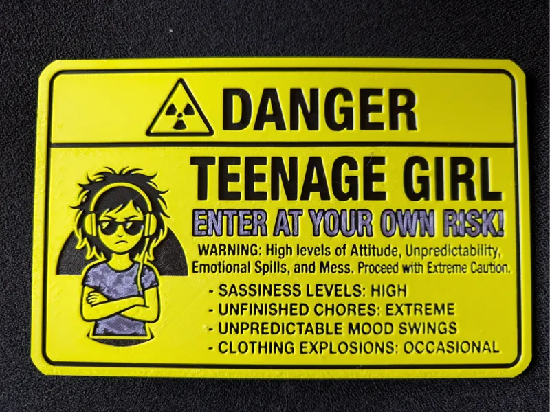 Hueforge Teenage Girl funny door sign