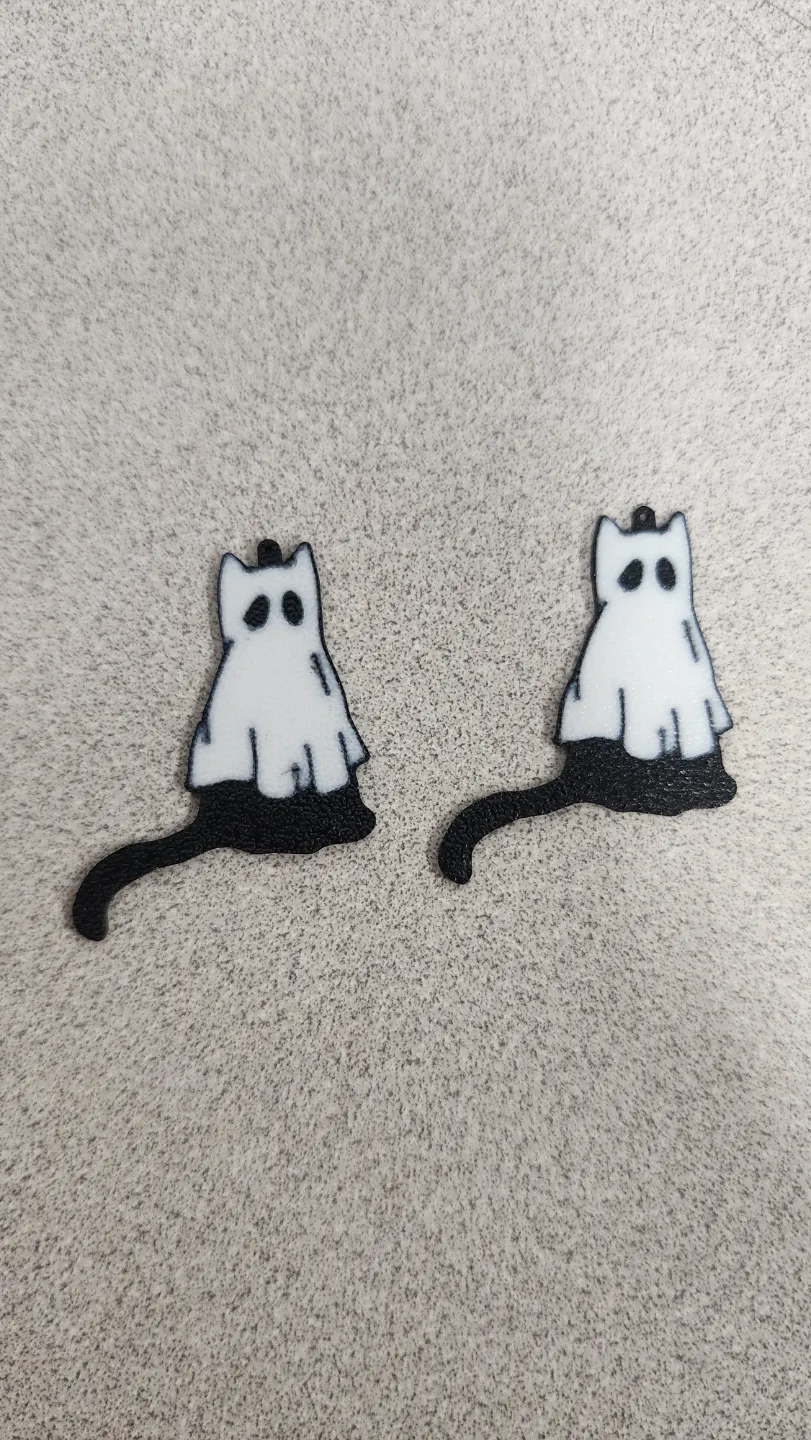 Catsper the Friendly Ghost Cat Earrings - 2 Colors view 2