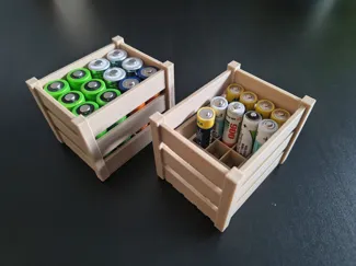 Stackable Wooden Crate AA & AAA Battery Organizer