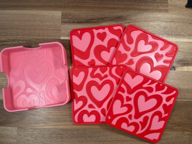 Abstract Valentine’s Heart Coasters