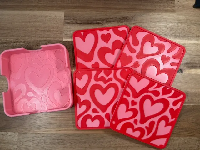 Abstract Valentine’s Heart Coasters