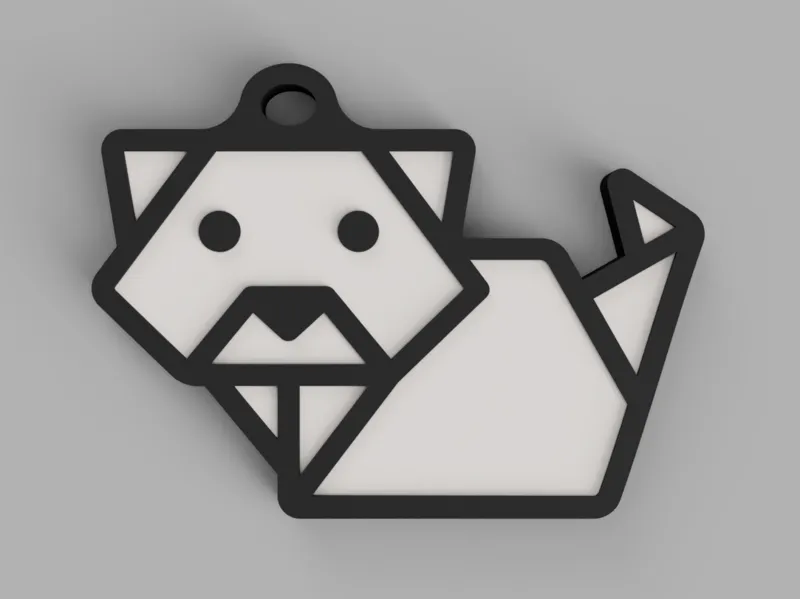 Origami Cat - Keychain