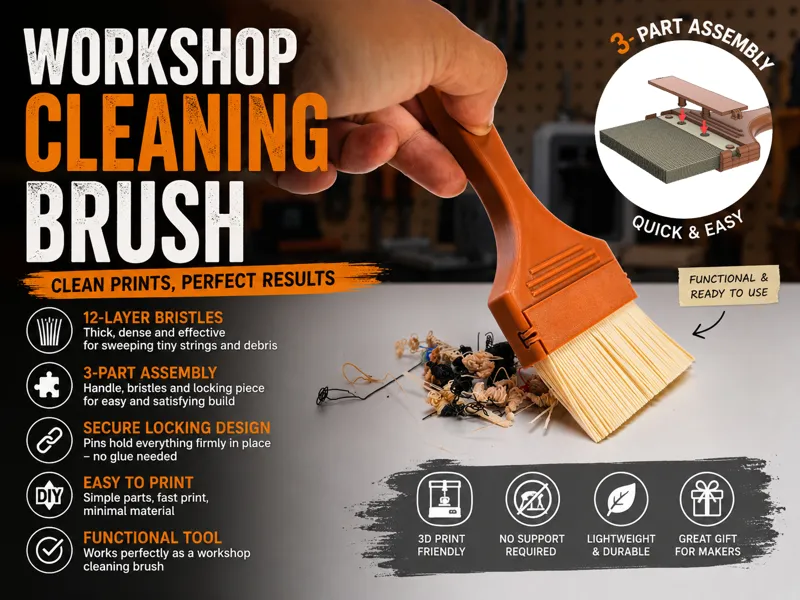 Workshop Cleaning Brush | 3-Part Assembly