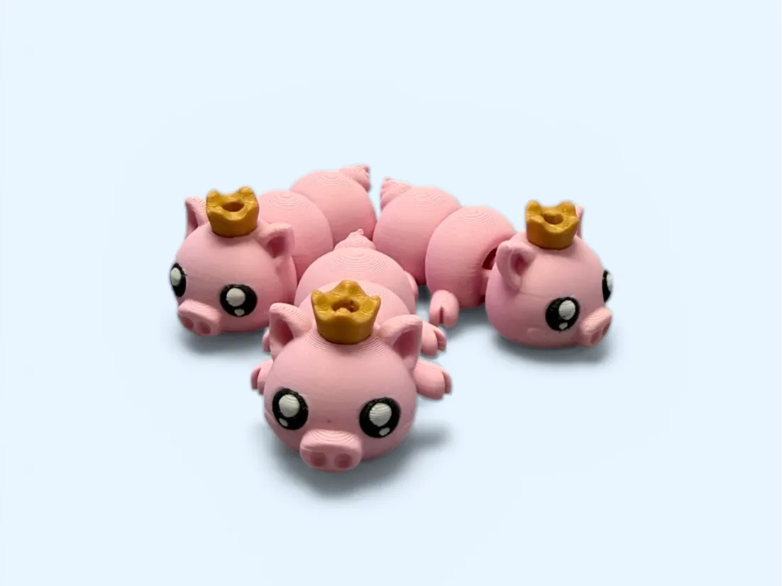 Cute Flexi King Pig - Free 3D Print Model - MakerWorld