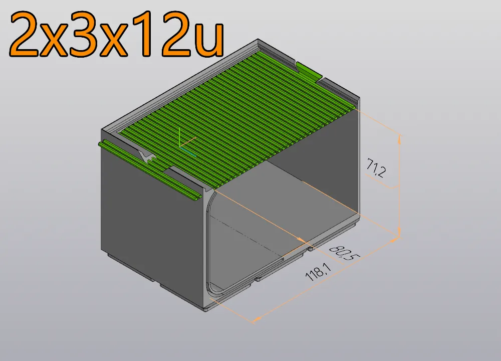 Gridfinity bin with shutter lid V5 - 2x3x5~12 - Free 3D Print Model ...